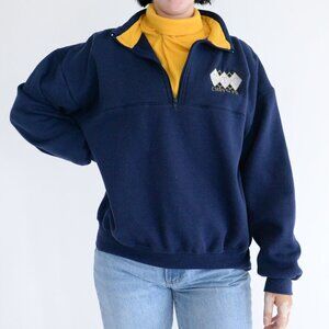 Vintage Dodger Navy Yellow Embroidered Chrysler Built In Turtleneck Sweater L